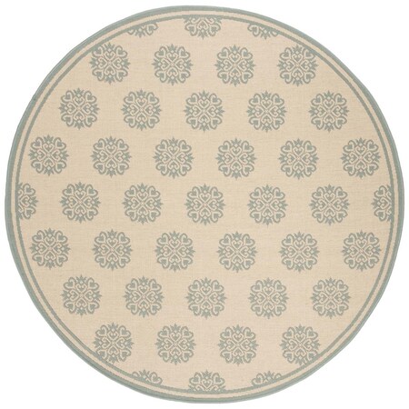 Safavieh 6 ft. 7 in. x 6 ft. 7 in. Linden 100 Contemporary Round Area Rug Cream & Aqua LND181L-6R